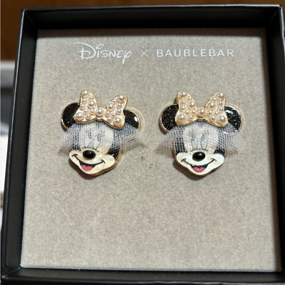 Minnie Mouse Bridal Earrings - Black and Gold